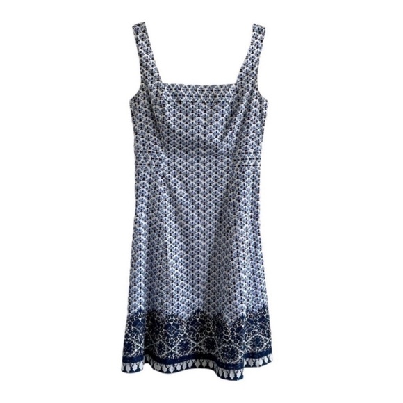 Tory Burch Floral Square Neck Cotton Dress - Picture 1 of 8